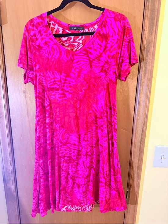 Dunia Dresses & Skirts - Vibrant Pink Tie Dye Patterned Midi Dress by Dunia